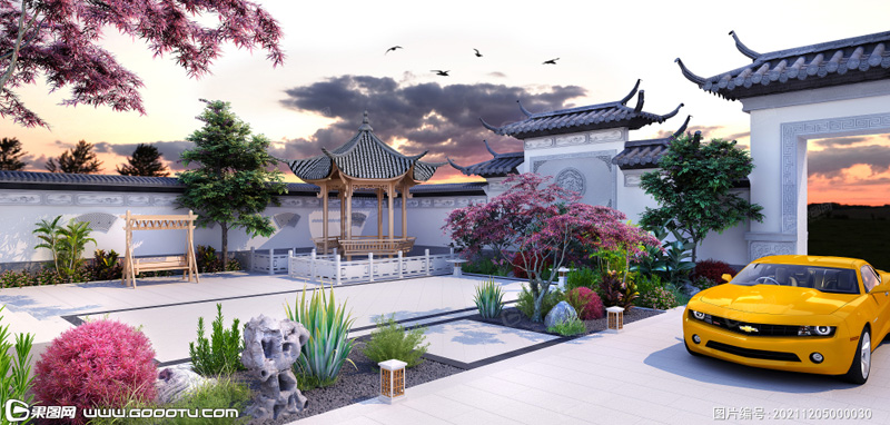 中式庭院凉亭