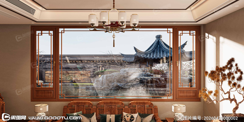 中式铝合金金门窗场景
